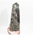 10.47" Golden PYRITE CRYSTAL OBELISK Tower "Video" Huanzala Mine, Peru P779