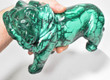 8.14" POLISHED MALACHITE LION Animal Carving - Congo mc916