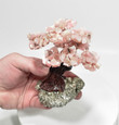 4.72" Beautiful Pink OPAL and Golden PYRITE Bonsai Tree "Video" Peru P876