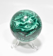 2.40" Beautiful POLISHED MALACHITE SPHERE With Stand "Video" Congo E609
