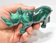 4.52" Beautiful POLISHED MALACHITE RHINO Animal Carving "Video" - Congo mc840