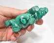 3.59" Beautiful POLISHED MALACHITE RHINO Animal Carving "Video" - Congo mc833