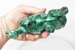 5.86" POLISHED MALACHITE LION Animal Carving - Congo mc953