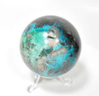 2.55" Polished SHATTUCKITE CHRYSOCOLLA SPHERE With Stand Kaokoveld Namibia S362