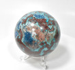 2.87" Polished SHATTUCKITE CHRYSOCOLLA SPHERE With Stand Kaokoveld Namibia S356