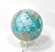 2.48" Polished SHATTUCKITE CHRYSOCOLLA SPHERE With Stand Kaokoveld Namibia S354
