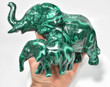 7.08" POLISHED MALACHITE ELEPHANT and Calf Animal Carving - Congo mc914