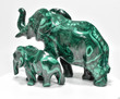 7.08" POLISHED MALACHITE ELEPHANT and Calf Animal Carving - Congo mc914