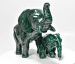 7.08" POLISHED MALACHITE ELEPHANT and Calf Animal Carving - Congo mc914