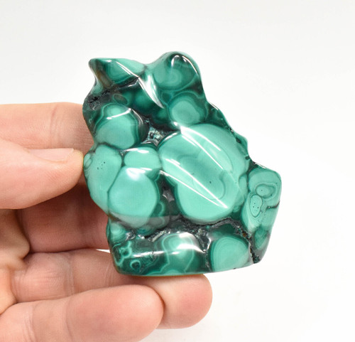 2.20" POLISHED MALACHITE FLAME Carving Self Standing Congo B222