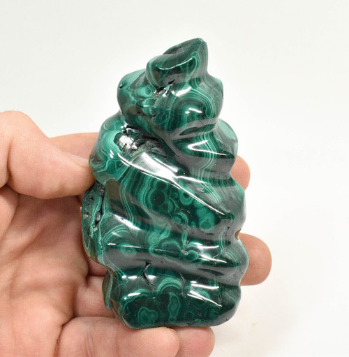 3.46" POLISHED MALACHITE FLAME Carving Self Standing Congo B224