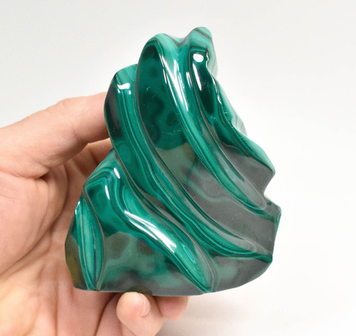 3.70" POLISHED MALACHITE FLAME Carving Self Standing Congo B228