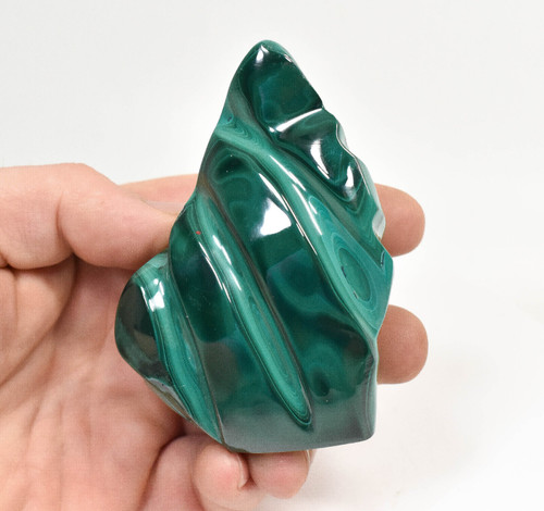 3.34" POLISHED MALACHITE FLAME Carving Self Standing Congo B221