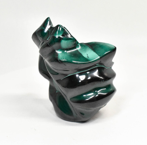 3.34" POLISHED MALACHITE FLAME Carving Self Standing Congo B219