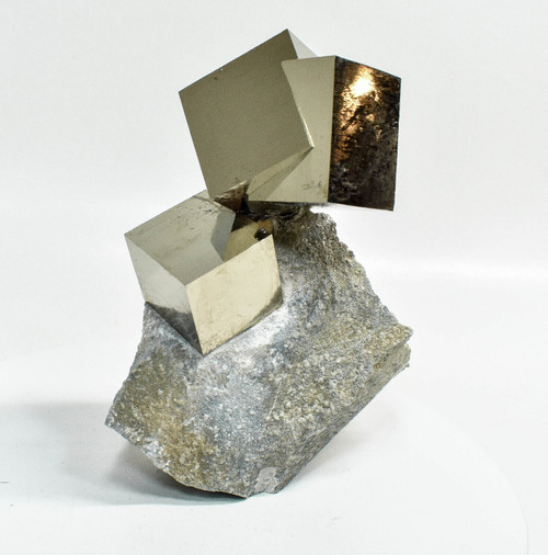 5.35" 4 Golden PYRITE Cube On Matrix Navajun, La Rioja, Spain T445