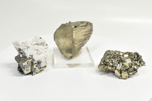 3 Piece PYRITE CRYSTAL Cluster set Huanzala Mine, Peru T422