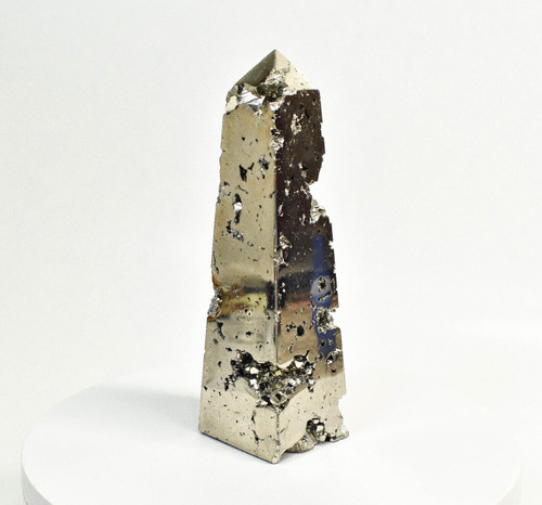 6.69" Polished PYRITE OBELISK TOWER Huanzala mine, Peru T399