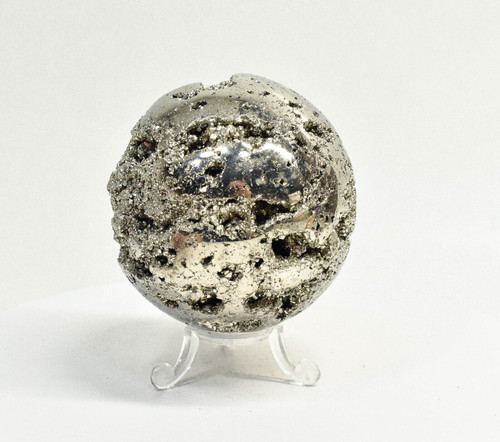 3.26" Polished PYRITE SPHERE With Stand Huanzala mine, Peru T410