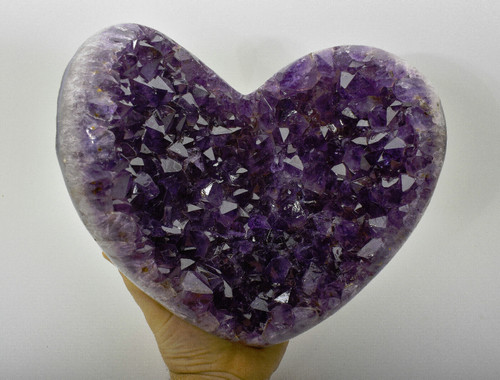 10.43" Beautiful Polished AMETHYST CACOXENITE Geode Heart w stand - Brazil P363