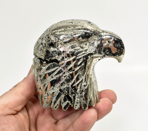 3.30" POLISHED PYRITE EAGLE Huanzala mine, Peru T484