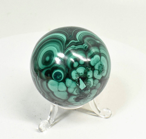 2.16" POLISHED MALACHITE SPHERE With Stand - Congo - E677