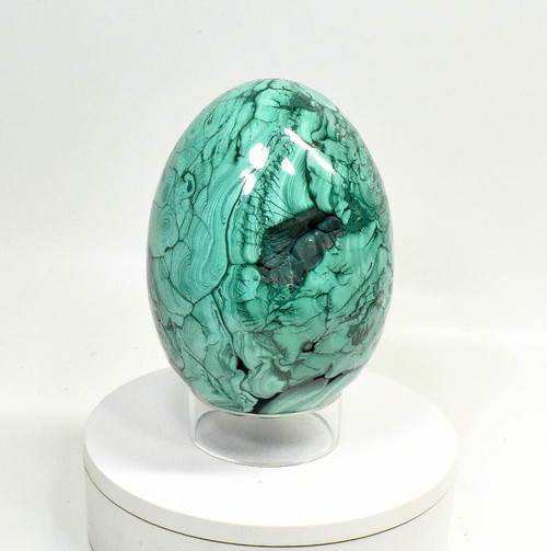 8.77" POLISHED MALACHITE EGG With Stand 14.1 Pounds - Congo - E661
