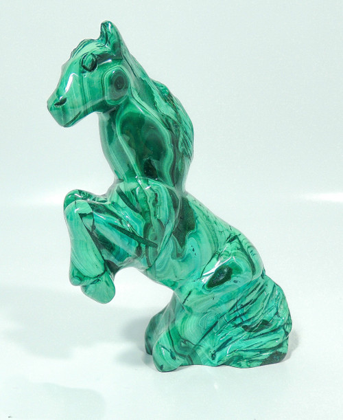 5.03" Beautiful Polished MALACHITE HORSE Animal Carving Congo MC-196