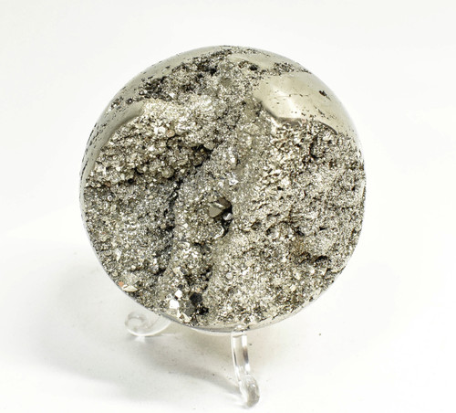 3.22" POLISHED PYRITE SPHERE With Stand Huanzala mine, Peru T529