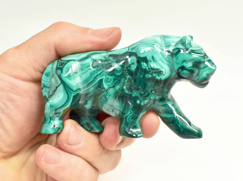 3.54" Beautiful POLISHED MALACHITE Big CAT Animal Carving - Congo CM119