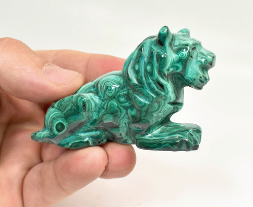 2.91" Beautiful POLISHED MALACHITE LION Animal Carving - Congo CM127