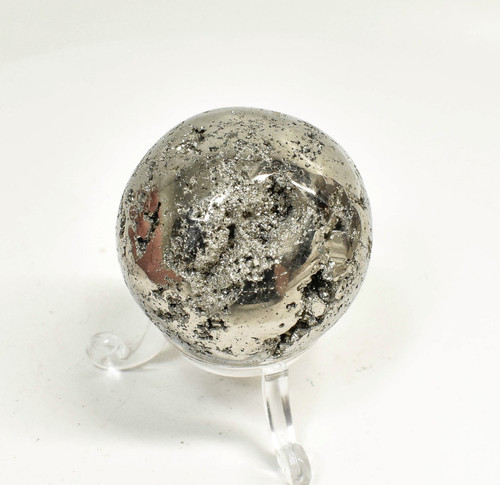 1.77" Polished PYRITE SPHERE With Stand Huanzala mine, Peru T550