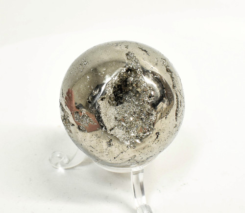 1.88" Polished PYRITE SPHERE With Stand Huanzala mine, Peru T553