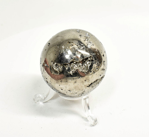 1.92" Polished PYRITE SPHERE With Stand Huanzala mine, Peru T547