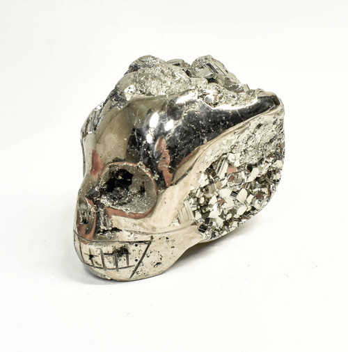 3.03" Polished PYRITE SKULL CARVING Huanzala mine, Peru T540