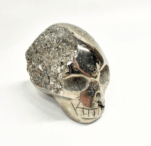 2.99" Polished PYRITE SKULL CARVING Huanzala mine, Peru T542