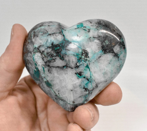 3.03" Polished QUARTZ CHRYSOCOLLA MALACHITE Heart Peru T565