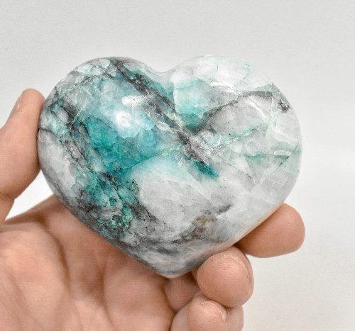 3.30" Polished QUARTZ CHRYSOCOLLA MALACHITE Heart Peru T567