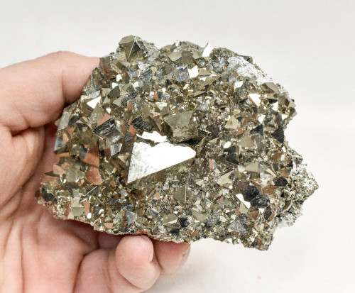 3.77" OCTAHEDRAL PYRITE Crystal Cluster Huanzala mine, Peru T592