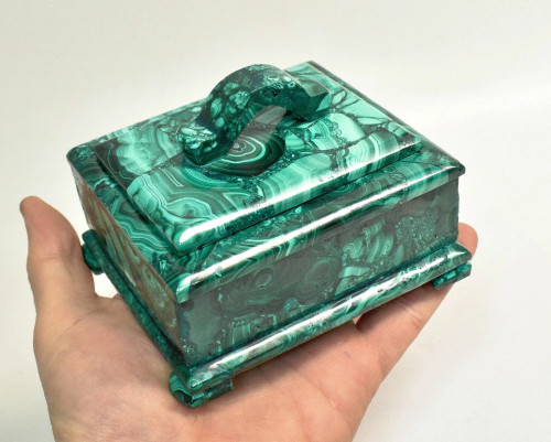 4.40" Polished MALACHITE JEWELRY BOX - Congo CM135