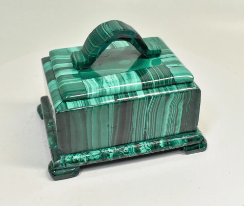 3.54" Polished MALACHITE JEWELRY BOX - Congo CM140