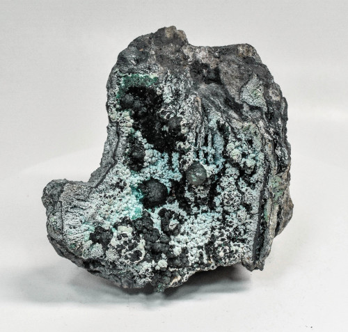 4.05" MALACHITE CRYSTALS On CHRYSOCOLLA Heterogenite Kalukuluku Mine Congo Q797