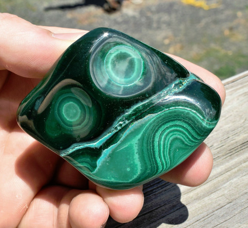 2.75" POLISHED BULLSEYE MALACHITE - Congo A630