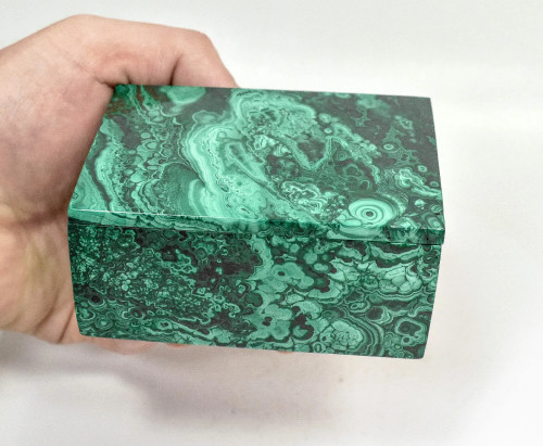3.66" Polished MALACHITE JEWELRY BOX Congo - CM169