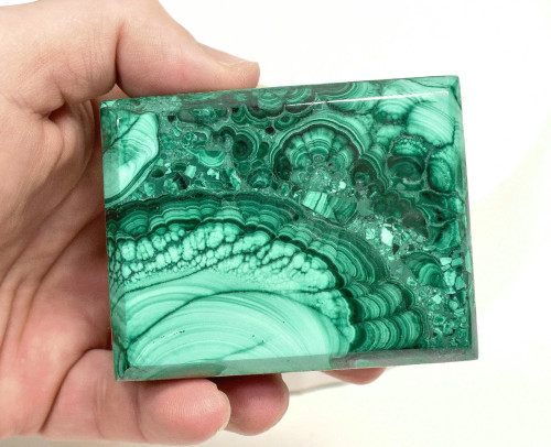3.03" Polished MALACHITE JEWELRY BOX With Matching Beveled Lid- Congo - CM178