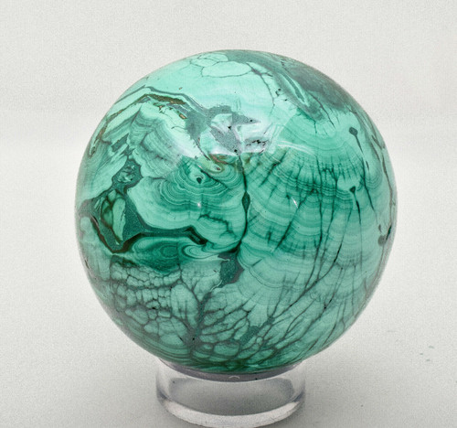3.57" POLISHED MALACHITE SPHERE With Stand - Congo E543