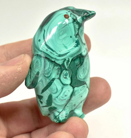2.36" POLISHED MALACHITE PENGUIN Animal Carving Congo - CM192