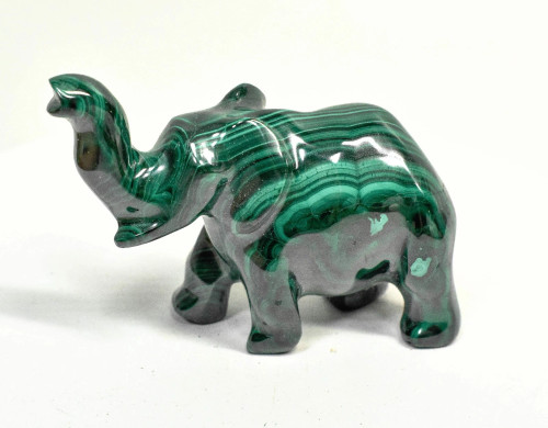3.18" POLISHED MALACHITE ELEPHANT Animal Carving Congo - CM199