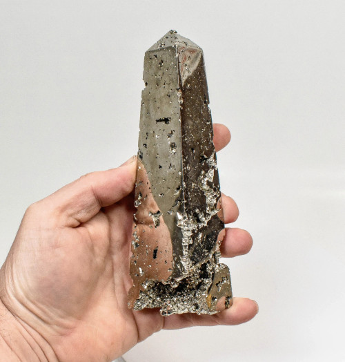 6.06" Polished PYRITE CRYSTAL OBELISK Tower Huanzala mine, Peru T654