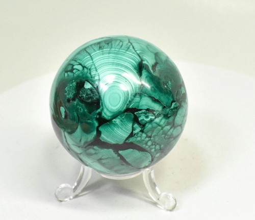 2.32" POLISHED MALACHITE SPHERE With Stand Congo - E707