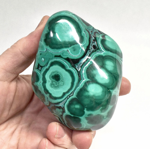 3.66" POLISHED BULLSEYE MALACHITE With Chrysocolla Freeform Congo - B343